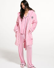 Lottie Crest Plush Robe Juicy Pink