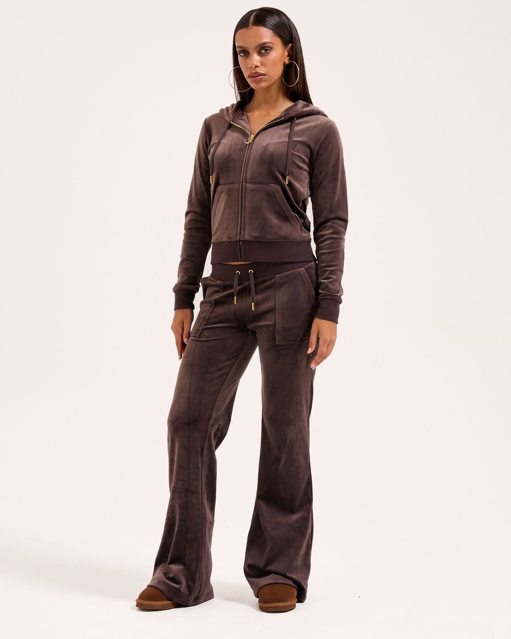 Classic Velour Robertson Zip Hoodie Java Gold - Juicy Couture Scandinavia