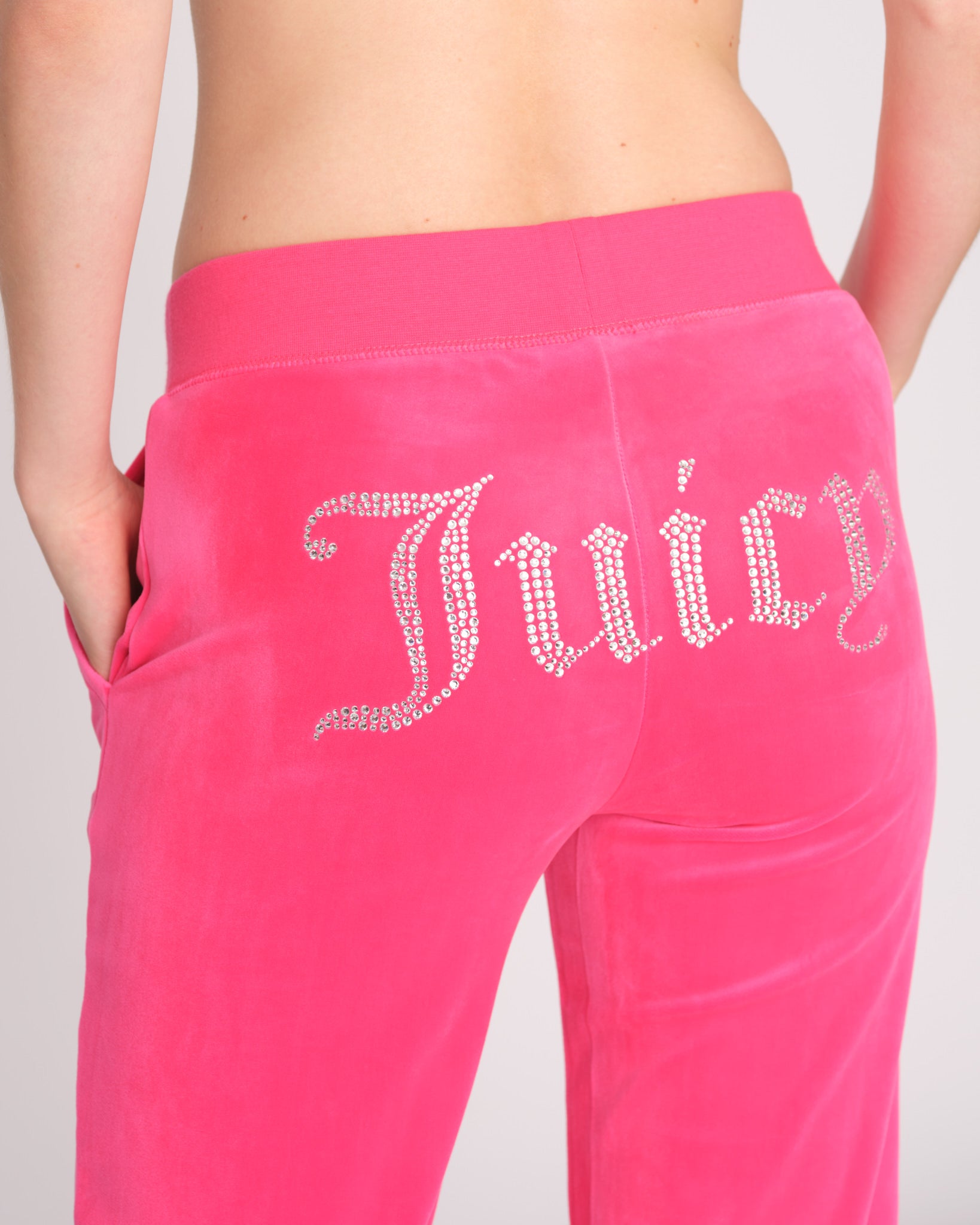 Classic Velour Del Ray Heart Diamante Pant Pink Glo - Juicy Couture Scandinavia