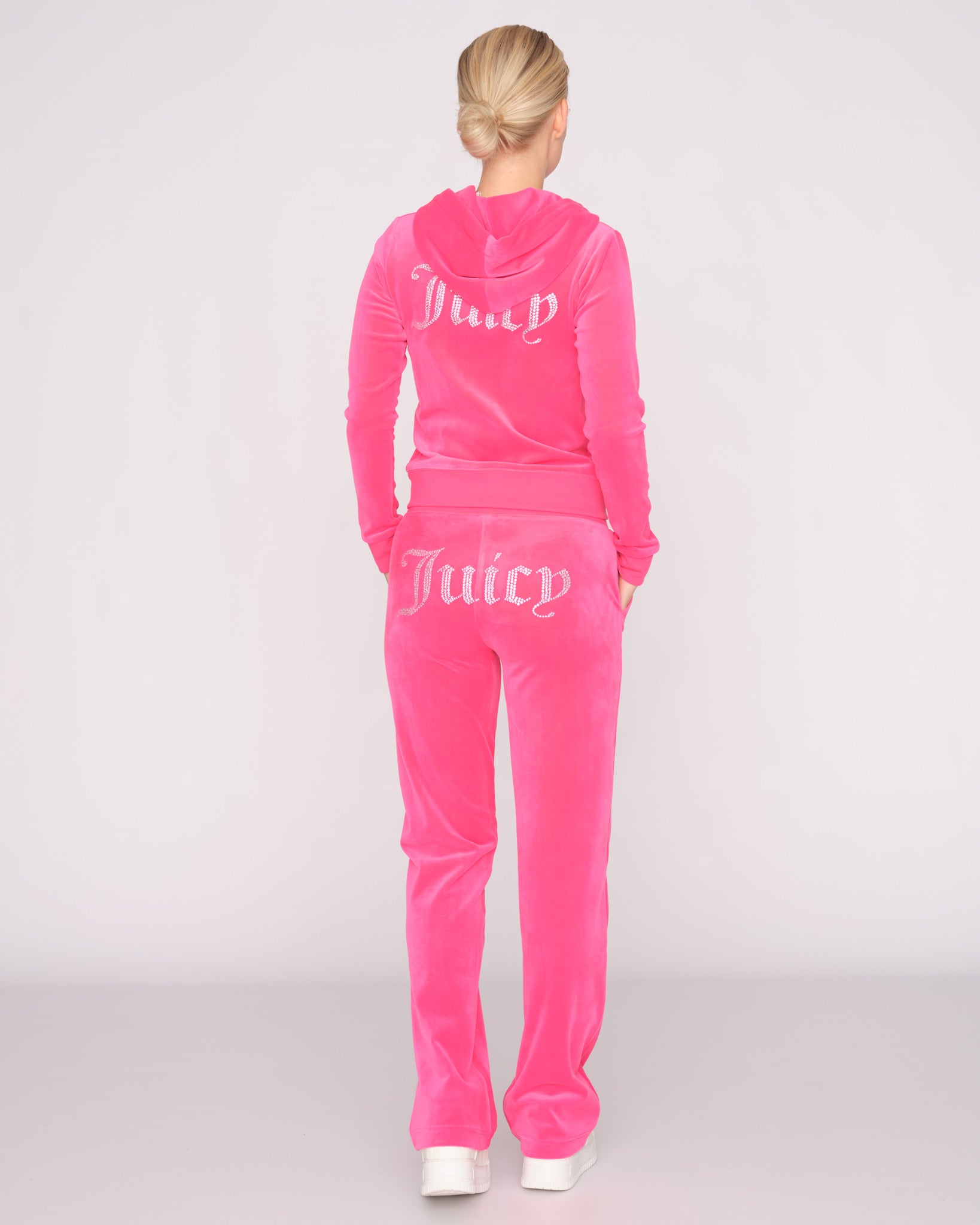 Classic Velour Robertson Heart Diamante Hoodie Pink Glo - Juicy Couture Scandinavia