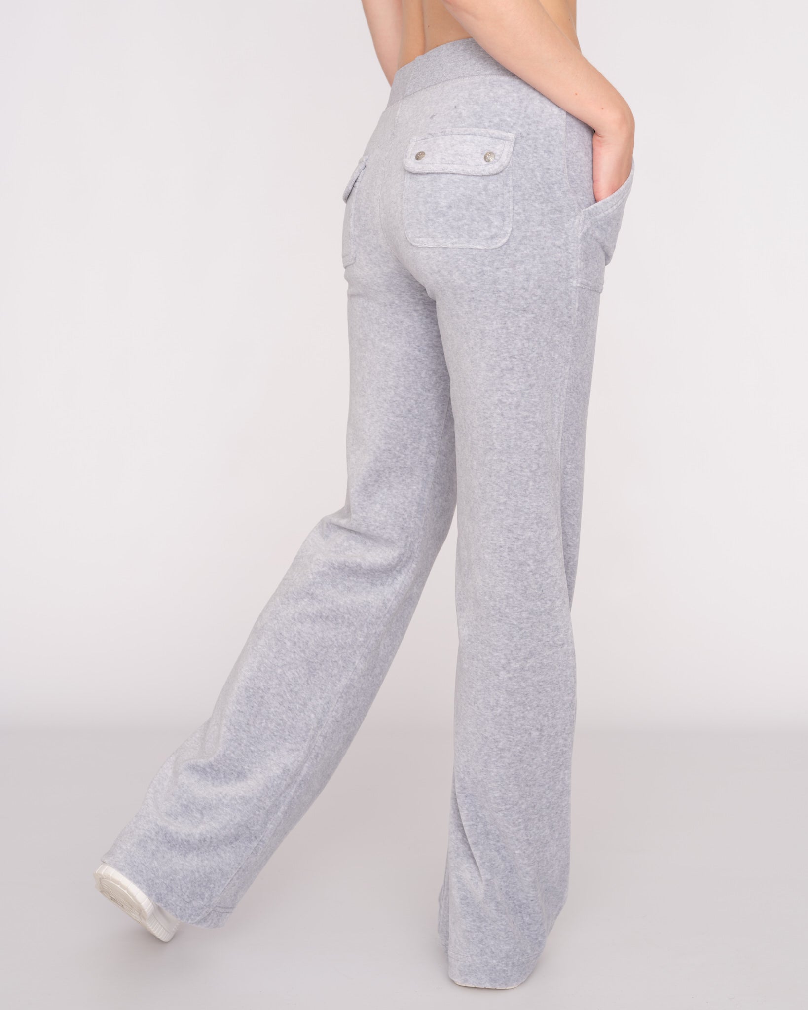 Classic Velour Layla Low Rise Pocket Flare Silver Marl - Juicy Couture Scandinavia