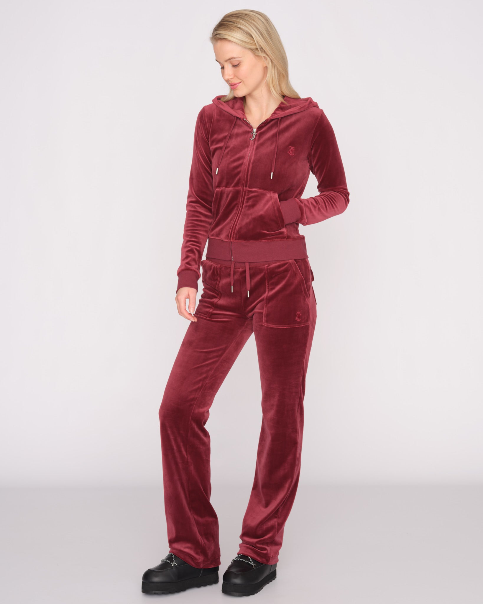 Classic Velour Robertson Zip Hoodie Tawny Port - Juicy Couture Scandinavia