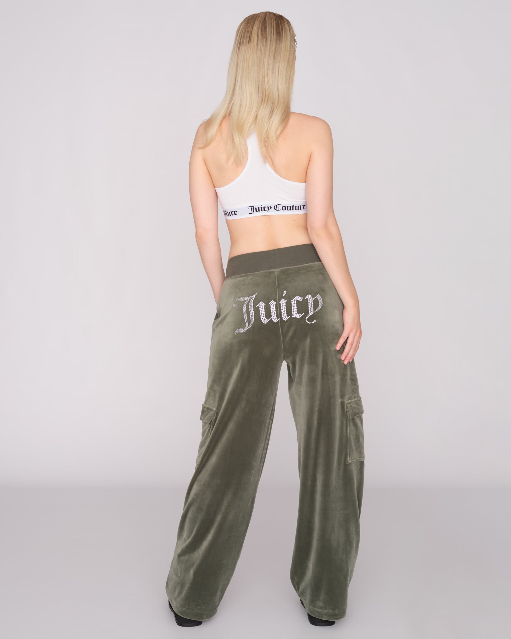 Audrey Cargo Classic Velour Trouser Thyme - Juicy Couture Scandinavia