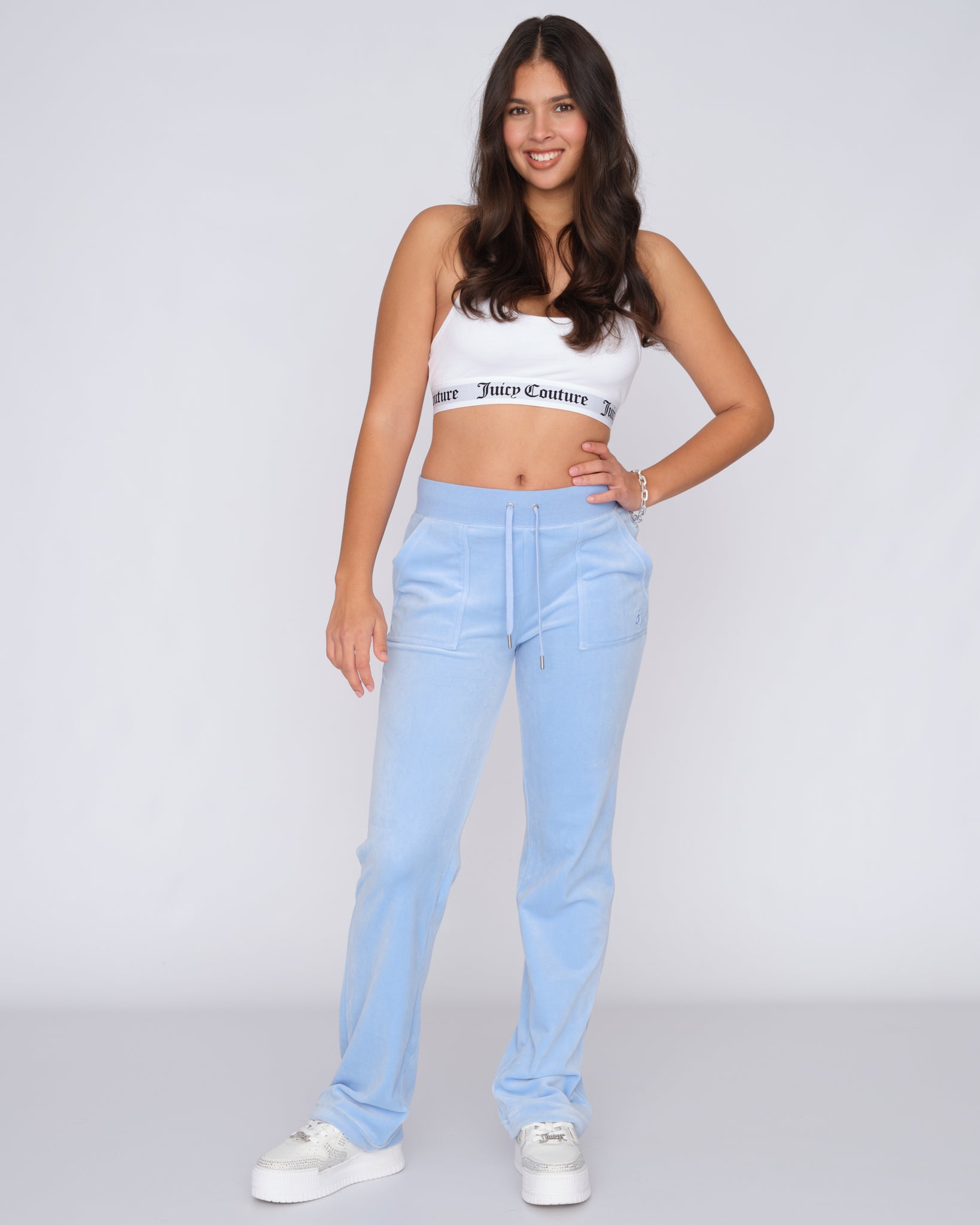 Juicy Couture Classic Velour Del Ray Pant Powder Blue