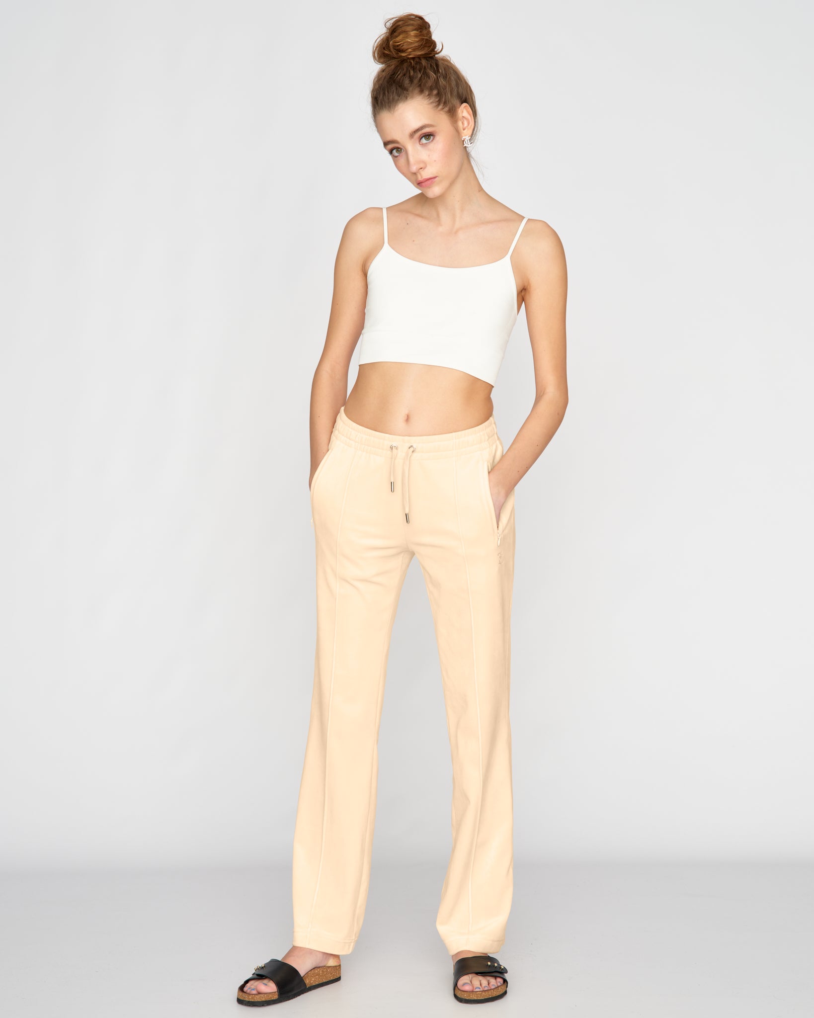 Tina Diamante Classic Velour Pant Beach Sand - Juicy Couture Scandinavia