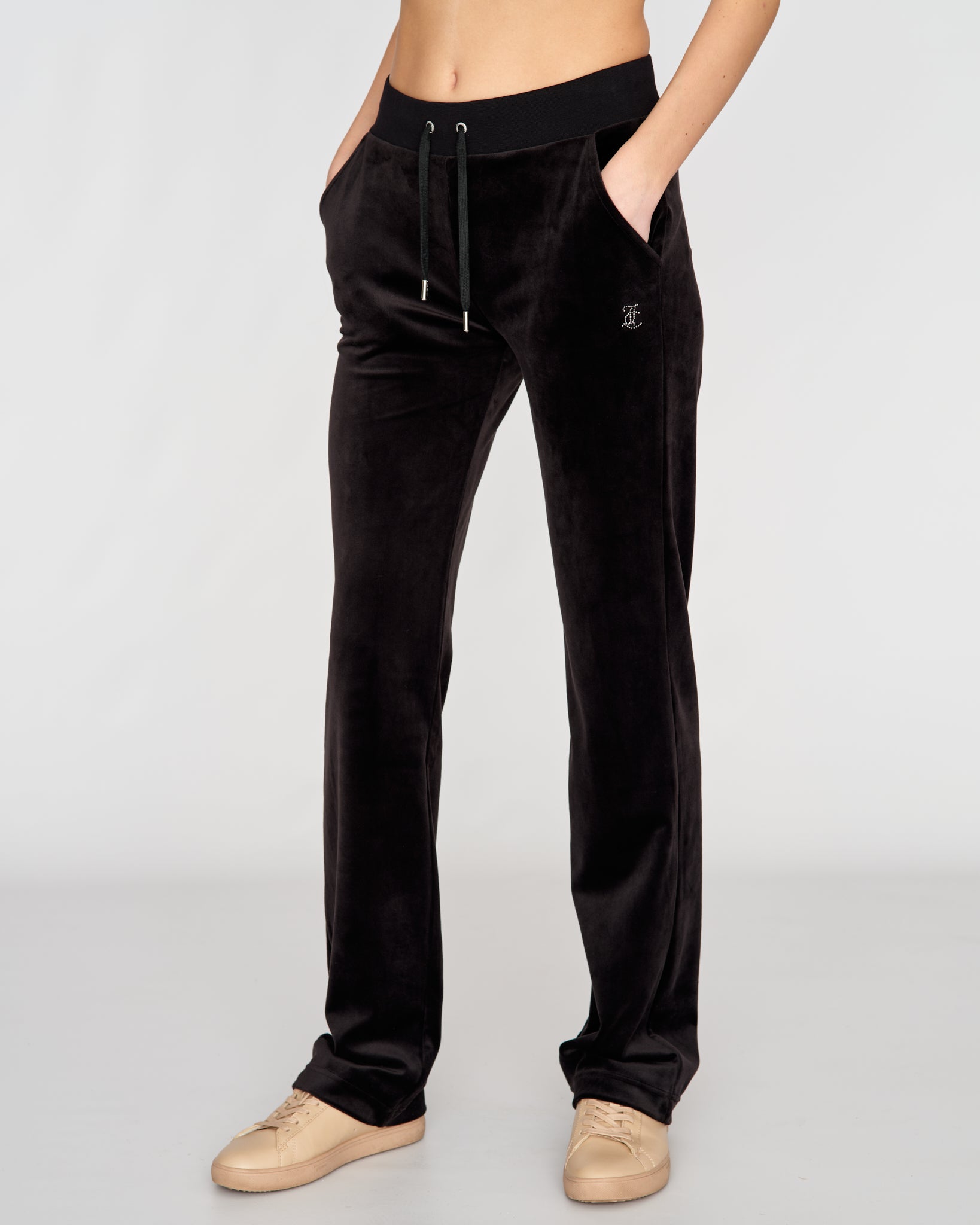 Classic Velour Arched Diamante Del Ray Pant Black - Juicy Couture Scandinavia
