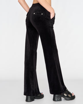 Classic Velour Layla Low Rise Pocket Flare Black - Juicy Couture Scandinavia