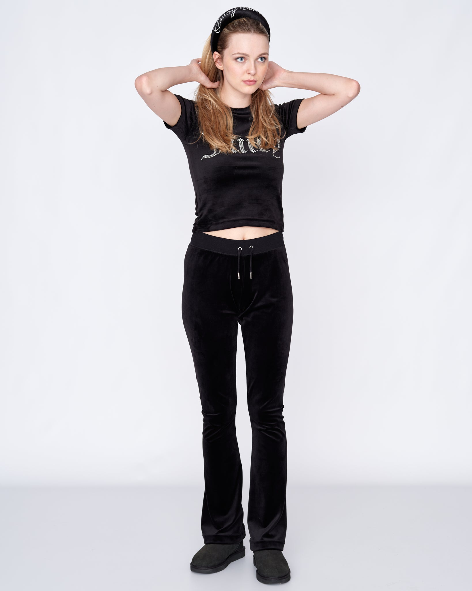 Taylor Diamante Fitted Velour Tee Black - Juicy Couture Scandinavia