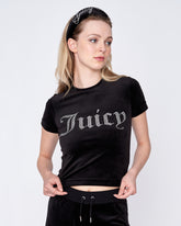 Taylor Diamante Fitted Velour Tee Black - Juicy Couture Scandinavia