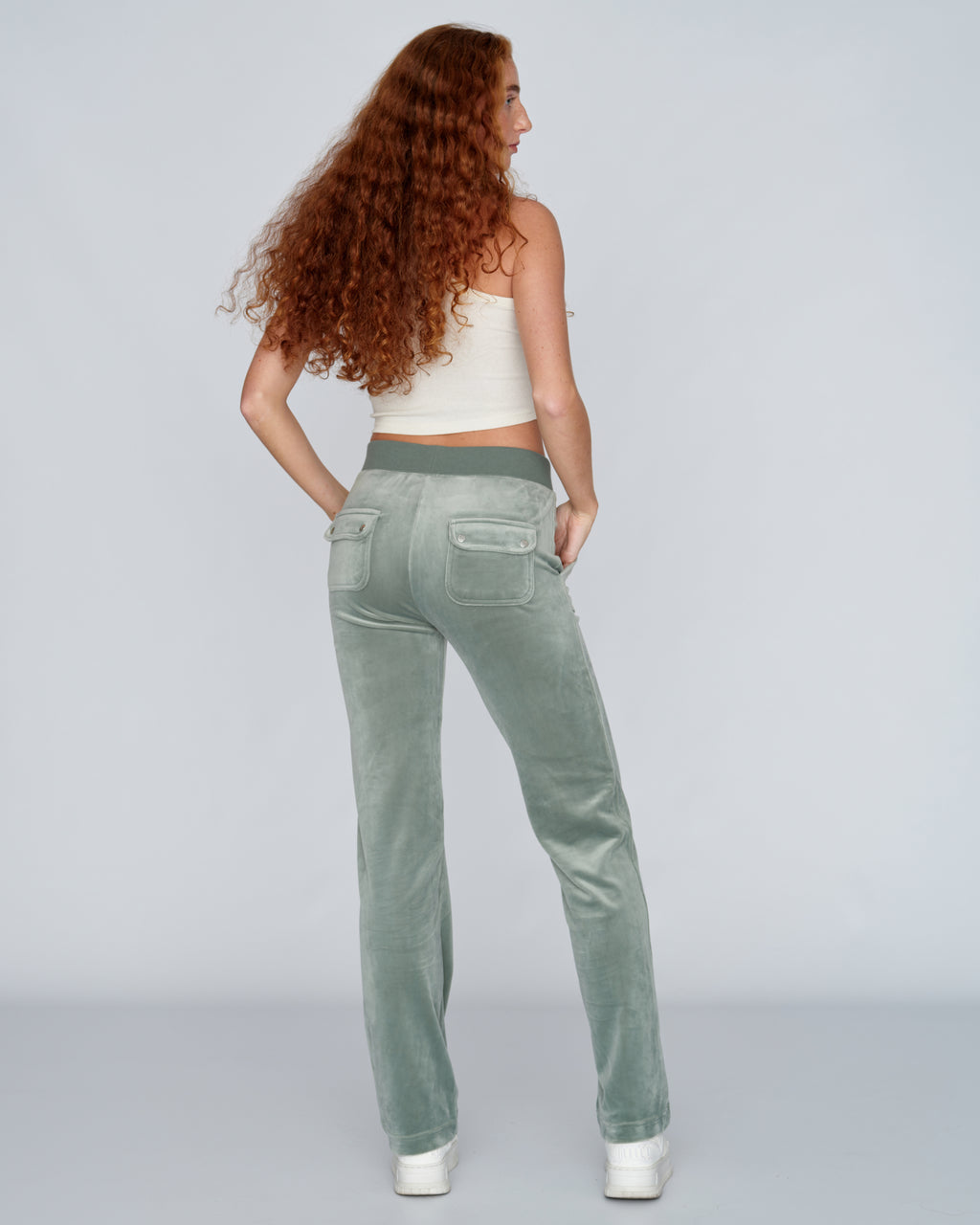 Juicy Couture Del Ray Velour Pant Chinois Green