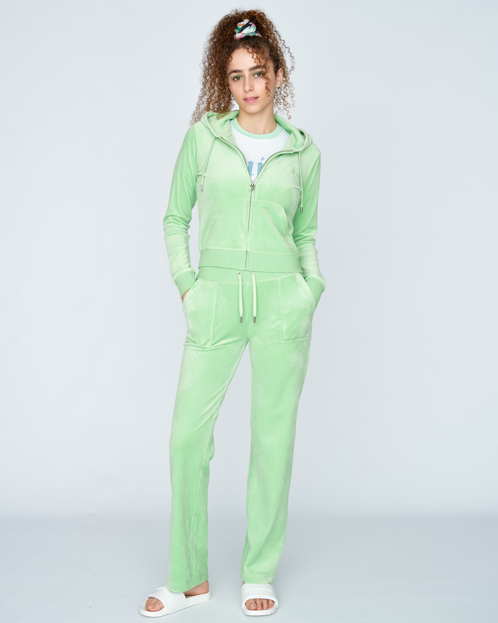 Classic Velour Robertson Zip Hoodie Summer Green - Juicy Couture Scandinavia